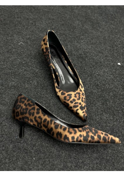 Zoe Leopar Kısa Topuklu Stiletto