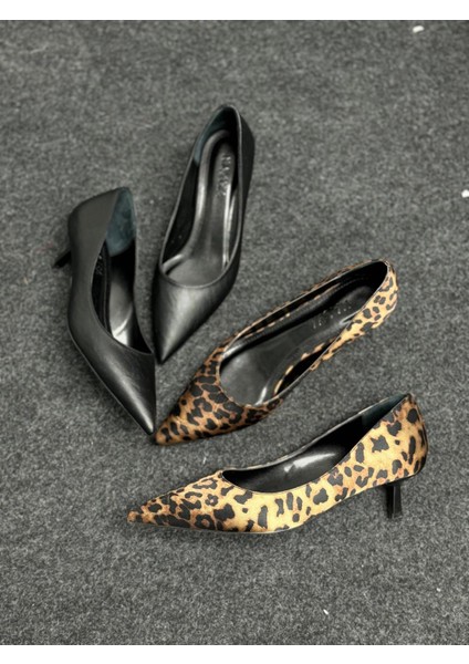 Zoe Leopar Kısa Topuklu Stiletto