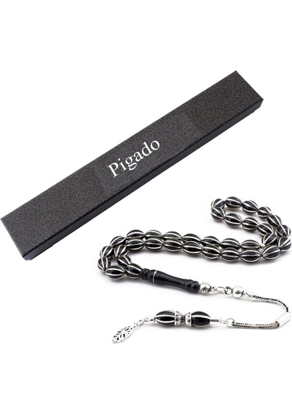 Arpa Kesim Pirinç Işlemeli Gümüş Püskül Gürcü Oltu Tesbih fiyatları