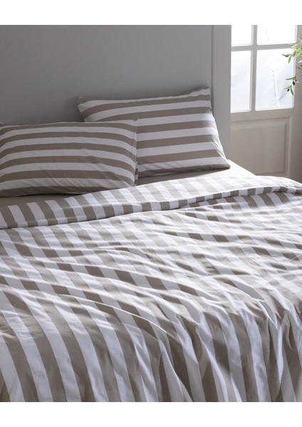 Avignon King Size %100 Pamuk Ranforce Baskılı Nevresim Takımı - Bej indirimleri