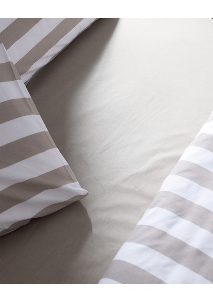 Avignon King Size %100 Pamuk Ranforce Baskılı Nevresim Takımı - Bej