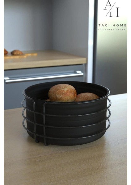 Atacı Lüx Paslanmaz Siyah Ekmek Sepeti ve Peçetelik Ekmeklik 2'li Set fiyatları