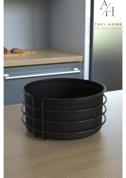 Atacı Lüx Paslanmaz Siyah Ekmek Sepeti ve Peçetelik Ekmeklik 2'li Set modelleri