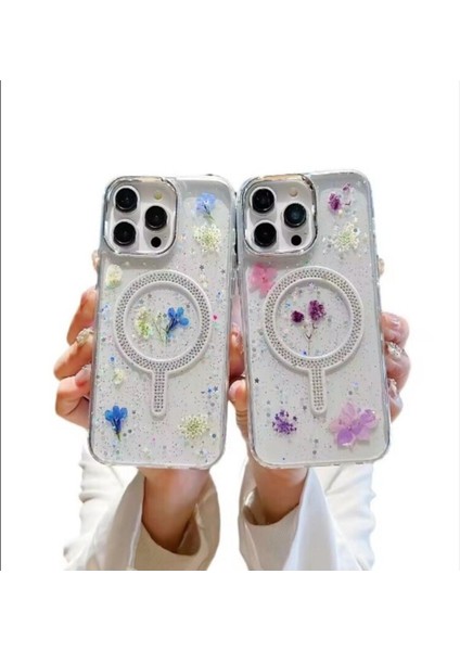 iPhone 15 Pro Flower Magsafe Kapak Yeni Gerçek Çiçek Tasarımlı Kılıf indirimleri