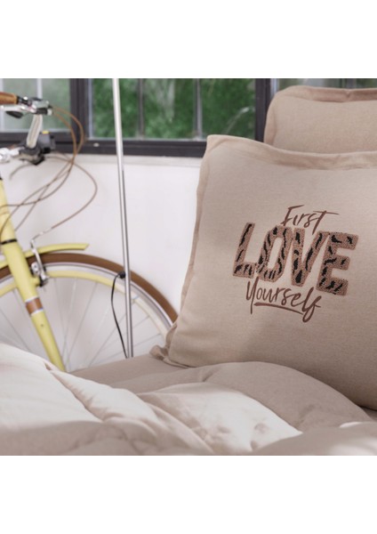 Motto Tek Kişilik Cotton Comfort Set Bej