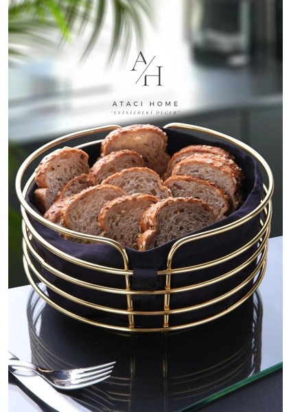 Atacı Lüx Paslanmaz Gold Altın Ekmek Sepeti ve Peçetelik Ekmeklik 2'li Set fiyatları