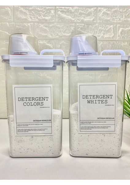 2li Ölçü Kapaklı 2300ML Beyazlar/renkliler Deterjan Kabı Vakumlu Akrilik Banyo Düzenleyici Set modelleri