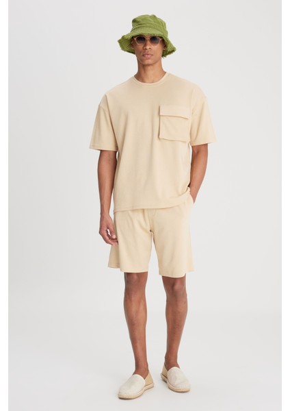 Loose Fit Rahat Kesim Bisiklet Yaka Lacivert Tişört fırsatları