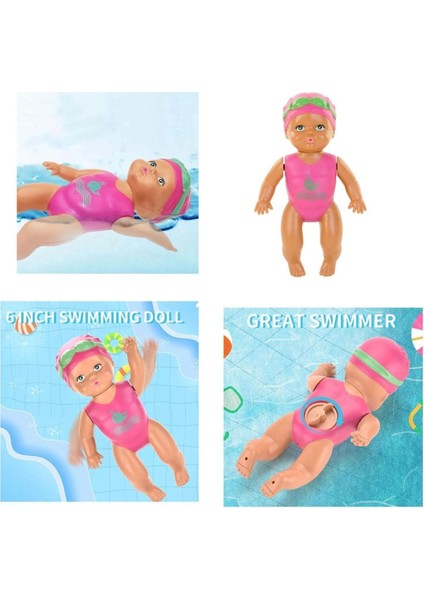 Küvette Havuzda Kendiliğinden Yüzen Kurmalı Swimming Baby Yüzen Bebek - Banyo Oyuncağı 10 cm