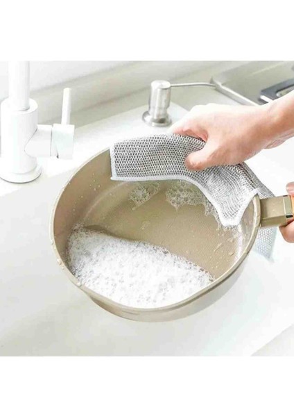 2 Adet Telli Bulaşık Bezi Ovma Teli Çift Taraflı Pratik Çizmez Bulaşık Süngeri Çok Amaçlı Temizlik İnoxs Bulaşık Süngeri Gümüş Çift Katlı fırsatları