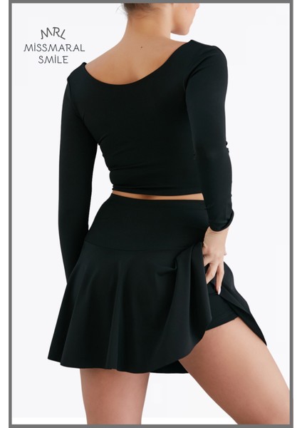 Siyah Zamansız Etek Içi Sabit Şortlu Yüksek Bel Skirt With Shorts Casual+Beachwear+Tennis 1101 modelleri