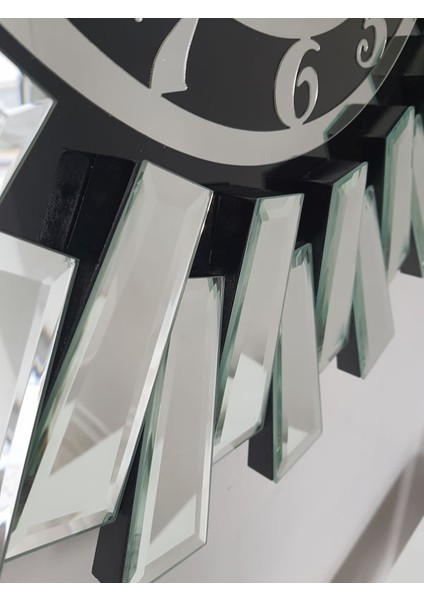 Güneş Twins Argent Black Model Gümüş Siyah Renk 70 Cm Dekoratif Aynalı Duvar Saati