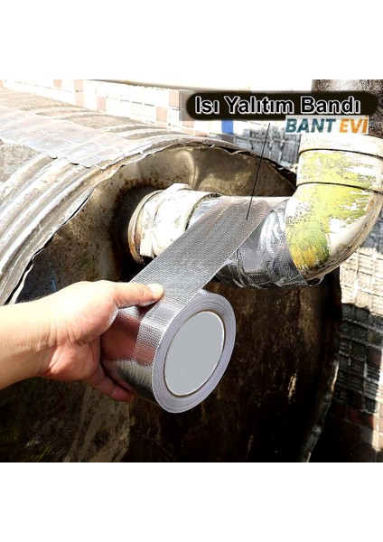Yanmaz Alüminyum Bant 10cmx5mt Yüksek Isıya Dayanıklı Cam Elyaf Takviyeli Isı Kalkanı
