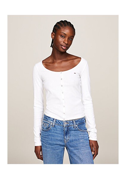 Tjw Slım Button Thru Ls