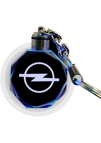 Opel Logolu 2d Patlatma Kristal LED Işıklı Anahtarlık, Araba Anahtarlığı