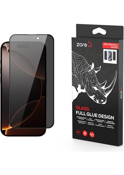 Apple iPhone 16 Pro Max Rika Premium Privacy Temperli Cam Ekran Koruyucu