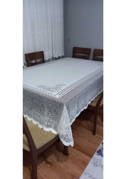 Madam Itzy Dantel Dertsiz Masa Örtüsü Leke Tutmaz Çeyizlik Krem Tül Masa Örtüsü 160 / 220 cm modelleri