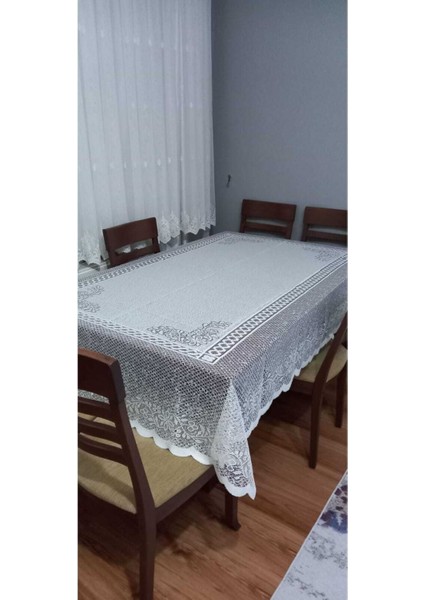 Madam Itzy Dantel Dertsiz Masa Örtüsü Leke Tutmaz Çeyizlik Krem Tül Masa Örtüsü 160 / 220 cm fırsatları