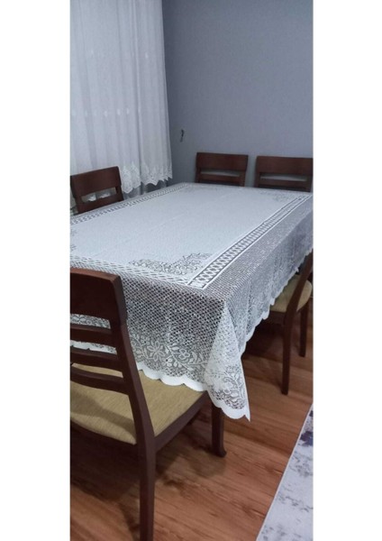 Madam Itzy Dantel Dertsiz Masa Örtüsü Leke Tutmaz Çeyizlik Krem Tül Masa Örtüsü 160 / 220 cm indirimleri