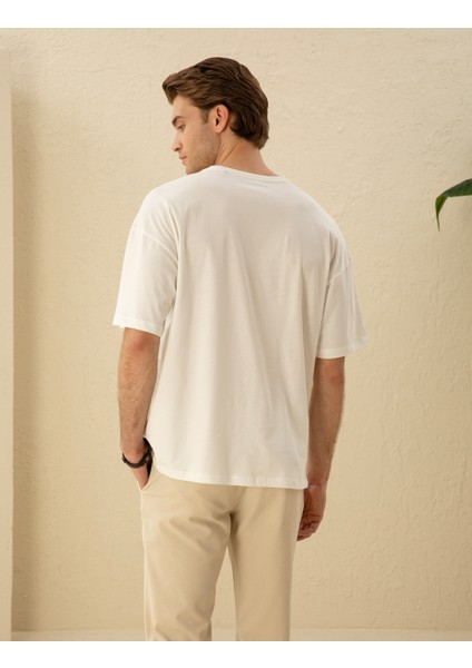 Erkek Ekru Comfort Fit Tişört 50289362-VR019 indirimleri