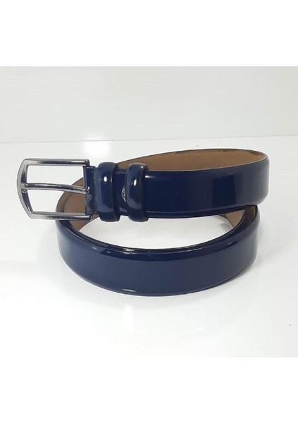 3093 Lacivert Rugan Üst Sınıf Deri 3,5cm Erkek Kemer fırsatları