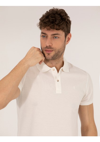 Erkek Beyaz Slim Fit Polo Yaka Merserize Tişört 50262665-VR013 modelleri