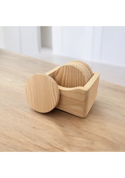 Doğal Ahşap Dekoratif Yuvarlak Bardak Altlığı 5’li Naturel fırsatları