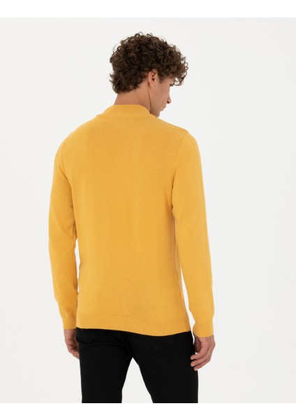 Erkek Hardal Slim Fit Yarım Balıkçı Yaka Basic Triko Kazak 50276161-VR072 indirimleri