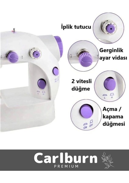 Pratik Taşınabilir Elektrikli Seyahat Kamp Hız Ayarlı Kademeli Otomatik Mini Pedallı Dikiş Makinesi