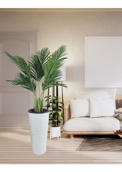 Yapay Areka Palmiye Ağacı Beyaz Kumsal Vazoda Yapay Ağaç 150CM 10 Yaprak fiyatları