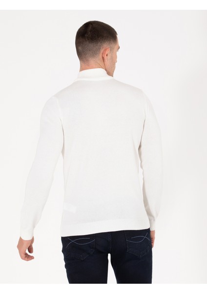 Erkek Ekru Slim Fit Yarım Balıkçı Yaka Basic Triko Kazak 50276161-VR019 indirimleri