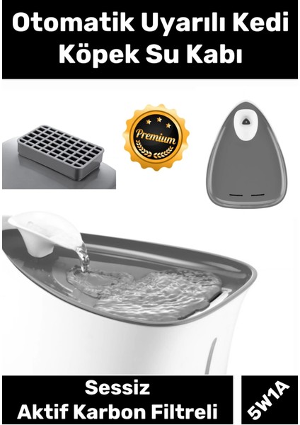 Özel Üretim Aktif Karbon Filtreli Sessiz 5W1A Adaptörlü Uyarılı Otomatik Uyarılı Kedi Köpek Su Kabı