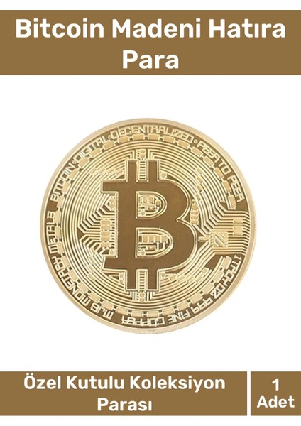 Özel Kutulu Hediyelik Kripto Hatıra Koleksiyon Bitcoin Madeni Para Altın Rengi 1 Adet