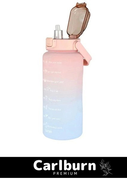 Premium Çift Renk Ölçü Baskılı Sızdırmaz Akmaz Motivasyon Matara Suluk Sağlıklı Plastik 2 Lt Su Şişe indirimleri