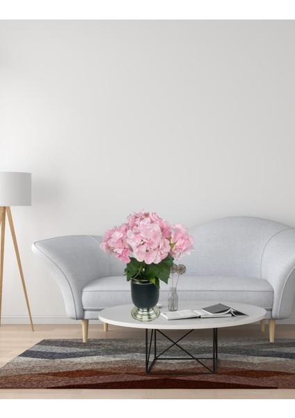 Yapay Çiçek Pembe Ortanca Aranjmanı Siyah Gümüş Vazolu Masa Üstü Çiçeği Arajman indirimleri