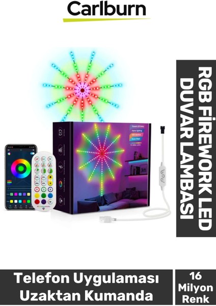 Telefon Uygulama Kumanda Akıllı Aydınlatma Salon Ev Yatak Odası Gamer Rgb Firework LED Duvar Lambası