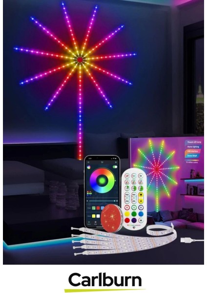 Telefon Uygulama Kumanda Akıllı Aydınlatma Salon Ev Yatak Odası Gamer Rgb Firework LED Duvar Lambası fiyatları