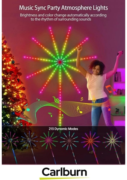 Telefon Uygulama Kumanda Akıllı Aydınlatma Salon Ev Yatak Odası Gamer Rgb Firework LED Duvar Lambası fırsatları