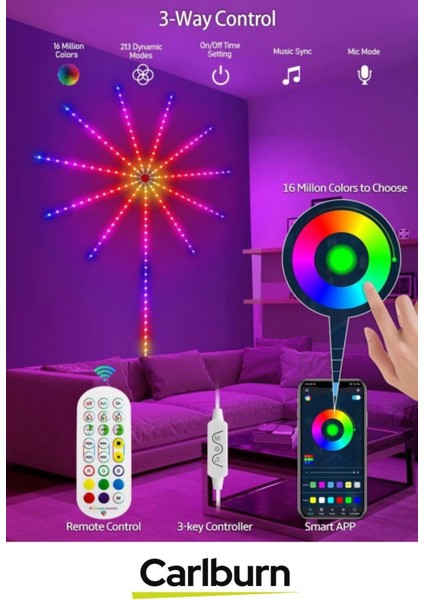 Telefon Uygulama Kumanda Akıllı Aydınlatma Salon Ev Yatak Odası Gamer Rgb Firework LED Duvar Lambası indirimleri