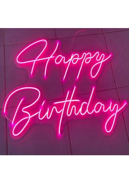 Neon LED Tabela Dekoratif Aydınlatma -Happy Birthday, 60X48CM-