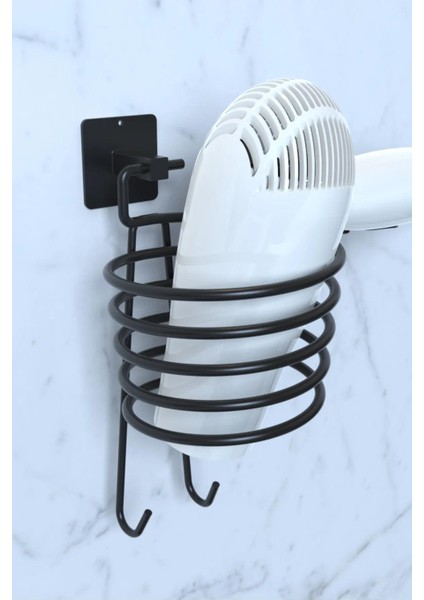 Yapışkanlı 5 Li Siyah Uzun Havlu Fön Askısı Wc Tuvalet Kağıtlık Rulo Havluluk Askı Banyo Mutfak Seti