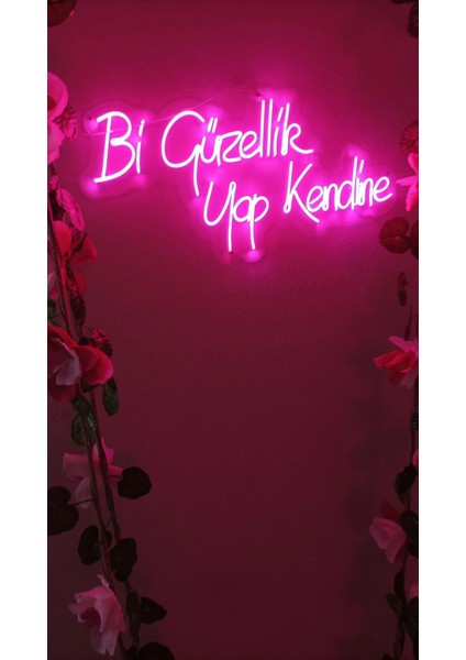 Neon LED Tabela Dekoratif Aydınlatma -Bi Güzellik Yap Kendine, 100X45CM-