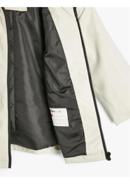 5WKG00005AW 010 Ekru Kız Cocuk Outerwear Mont