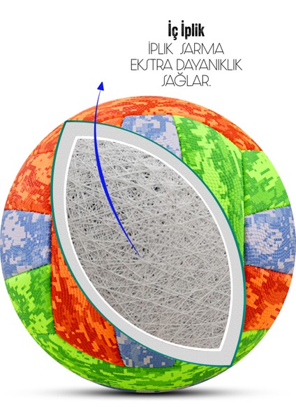 Voleybol Topu Soft Kamuflaj Pompalı Set Yumuşak Dokunuş Volleyball Renkli No:5