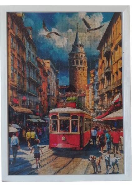 Puzzle Yapboz ve Resim Çerçevesi 50X70CM Beyaz