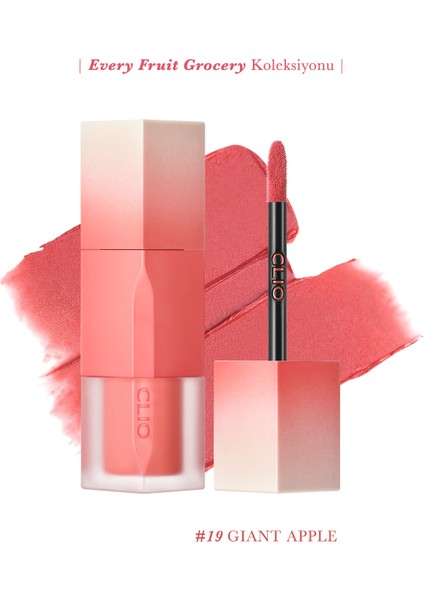 Pürüzsüz ve Kadifemsi Dokulu, Doğal Görünüm Sunan Tint CLIO Chiffon Blur Tint (19 Giant Apple)