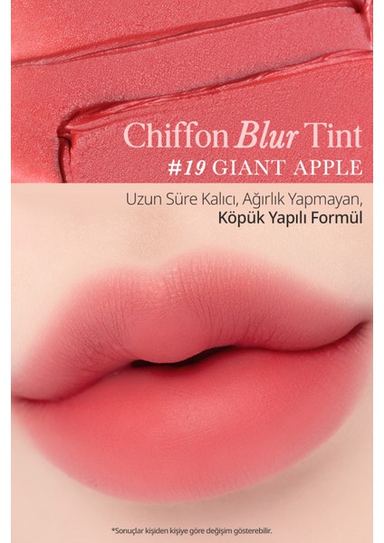 Pürüzsüz ve Kadifemsi Dokulu, Doğal Görünüm Sunan Tint CLIO Chiffon Blur Tint (19 Giant Apple) fiyatları