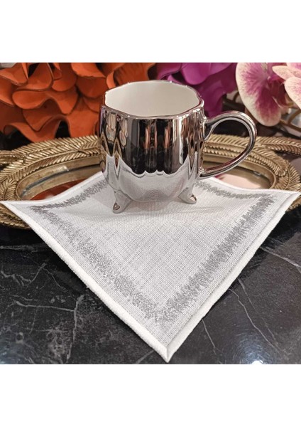 Silver Simli Sigzak Desenli Kahve Yanı Peçetesi, Kokteyl Peçete, Sunum Peçetesi 6 Adettir.