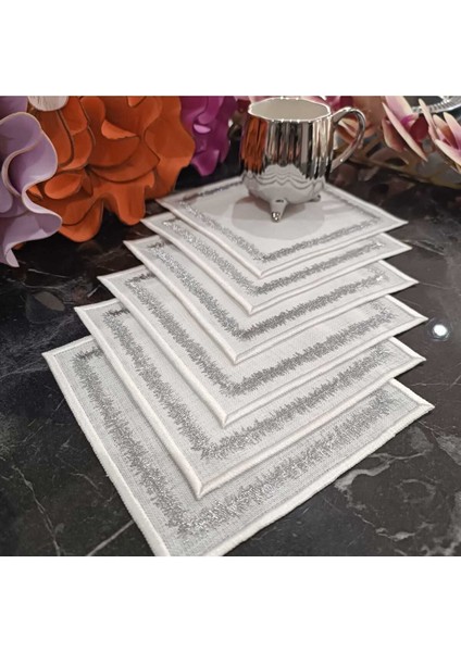 Silver Simli Sigzak Desenli Kahve Yanı Peçetesi, Kokteyl Peçete, Sunum Peçetesi 6 Adettir.