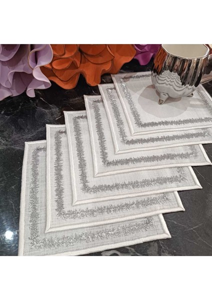 Silver Simli Sigzak Desenli Kahve Yanı Peçetesi, Kokteyl Peçete, Sunum Peçetesi 6 Adettir.